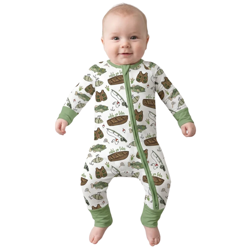 Catch Ya Later Fishing Baby Convertible Zippy Romper, Fishing Lover Convertible Romper Baby BB0834