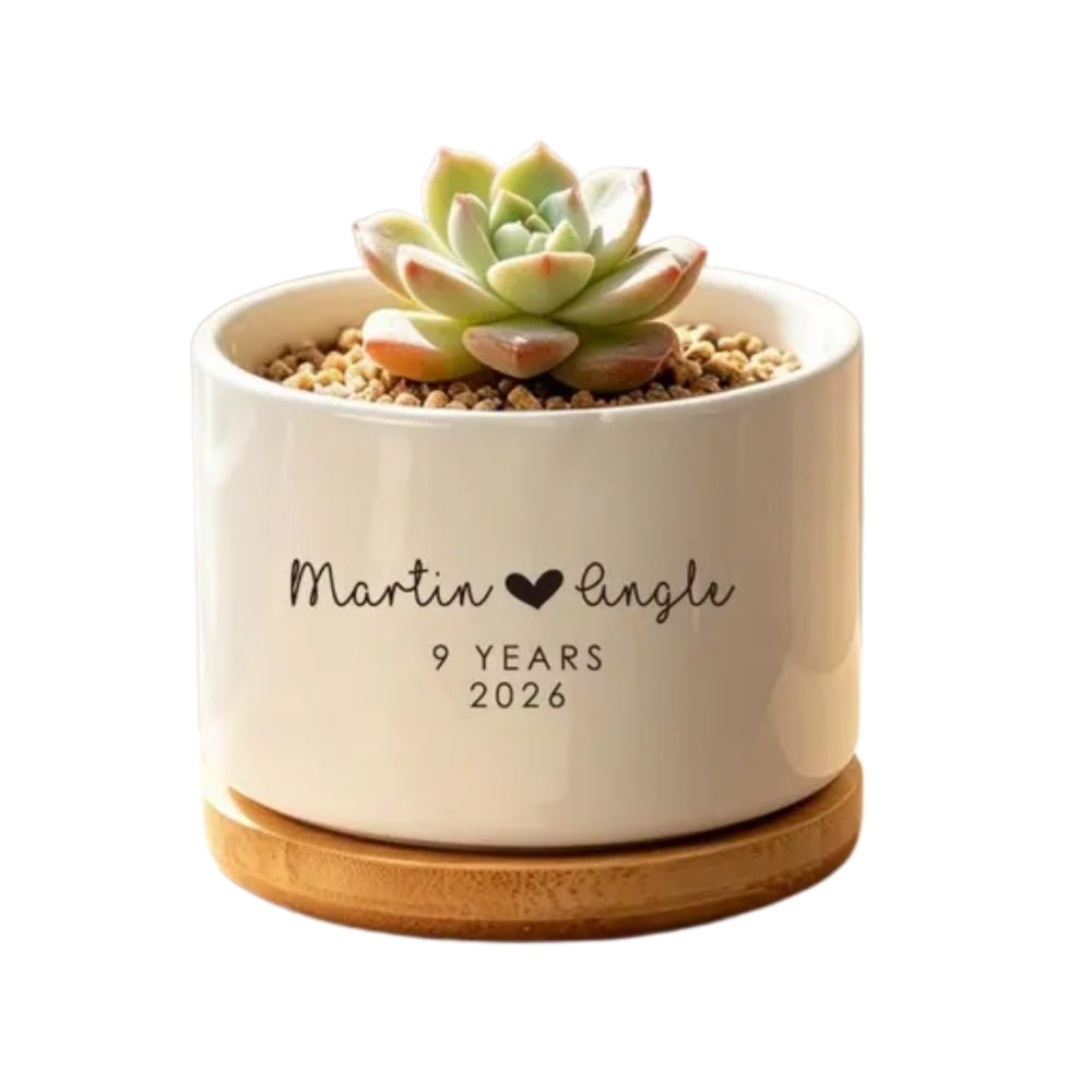 Custom 9 Years Anniversary Plant Pot, Custom 9th Wedding Anniversary Flower Pot WD0341