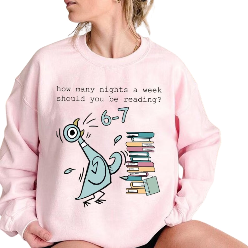 How Many Nights A Week Should You Be Reading 6-7 Sweatshirt, Funny Reading Sweatshirt 2D0535