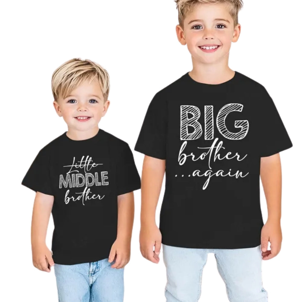 Big Brother Again Little Middle Brother Matching Baby Announcement T Shirt For Siblings, Pregnancy Announcement Matching Family Shirts ET0224
