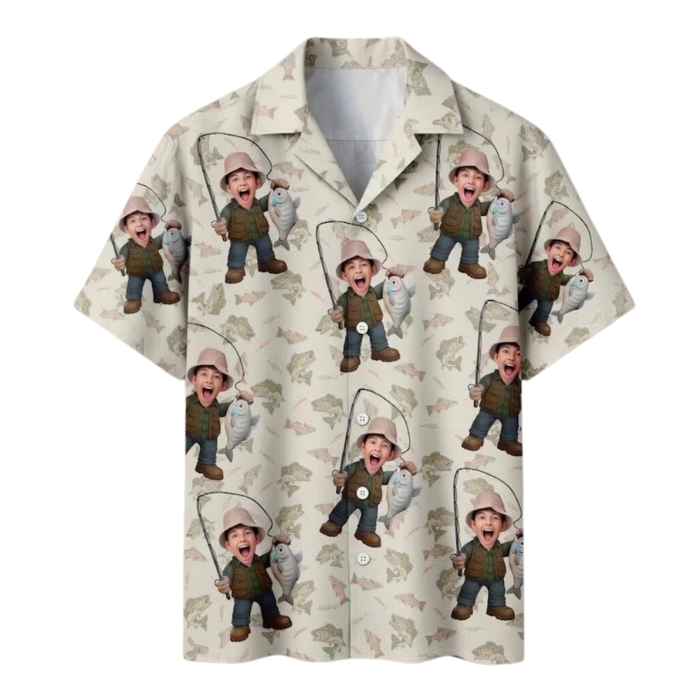 Custom Face Fisherman Hawaiian Shirt For Men, Custom Photo Fishing Hawaiian Shirts HE0158