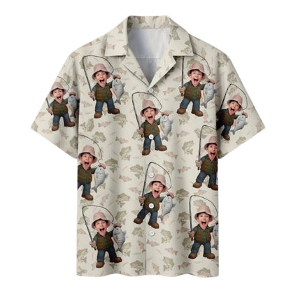 Custom Face Fisherman Hawaiian Shirt For Men, Custom Photo Fishing Hawaiian Shirts HE0158
