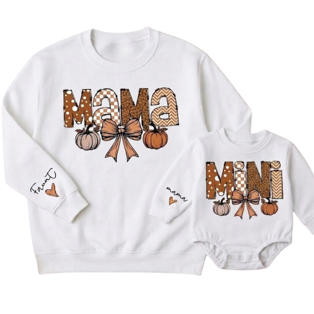 Personalized Name Mama And Mini Sweatshirt, Custom Matching Thanksgiving Sweatshirt For Mother And Daughter ET1416