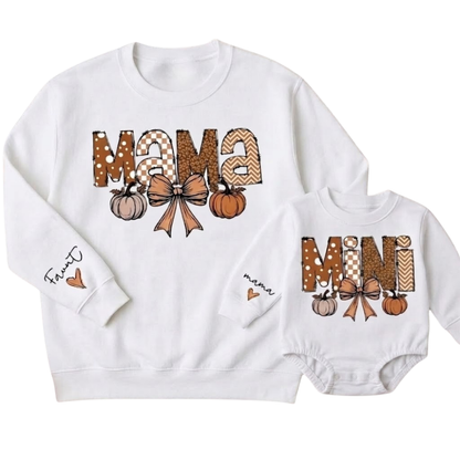 Personalized Name Mama And Mini Sweatshirt, Custom Matching Thanksgiving Sweatshirt For Mother And Daughter ET1416