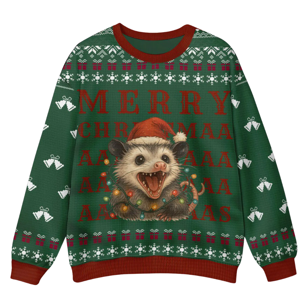 Overstimulated But Festive Possum Ugly Christmas Sweater, Funny Christmas Sweatshirt For Possum Lover 2D1227