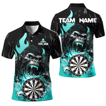 Custom Gorilla Darts Men Polo Shirt, Custom Gorilla Flame Dart Team Shirts DE0010