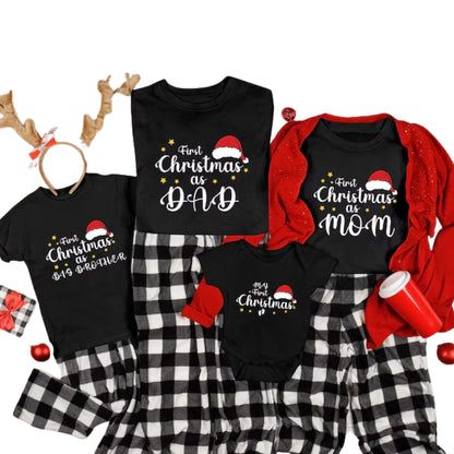 Custom My First Christmas Matching Family T Shirt, Personalized 1st Christmas Family Matching Shirts ET1007