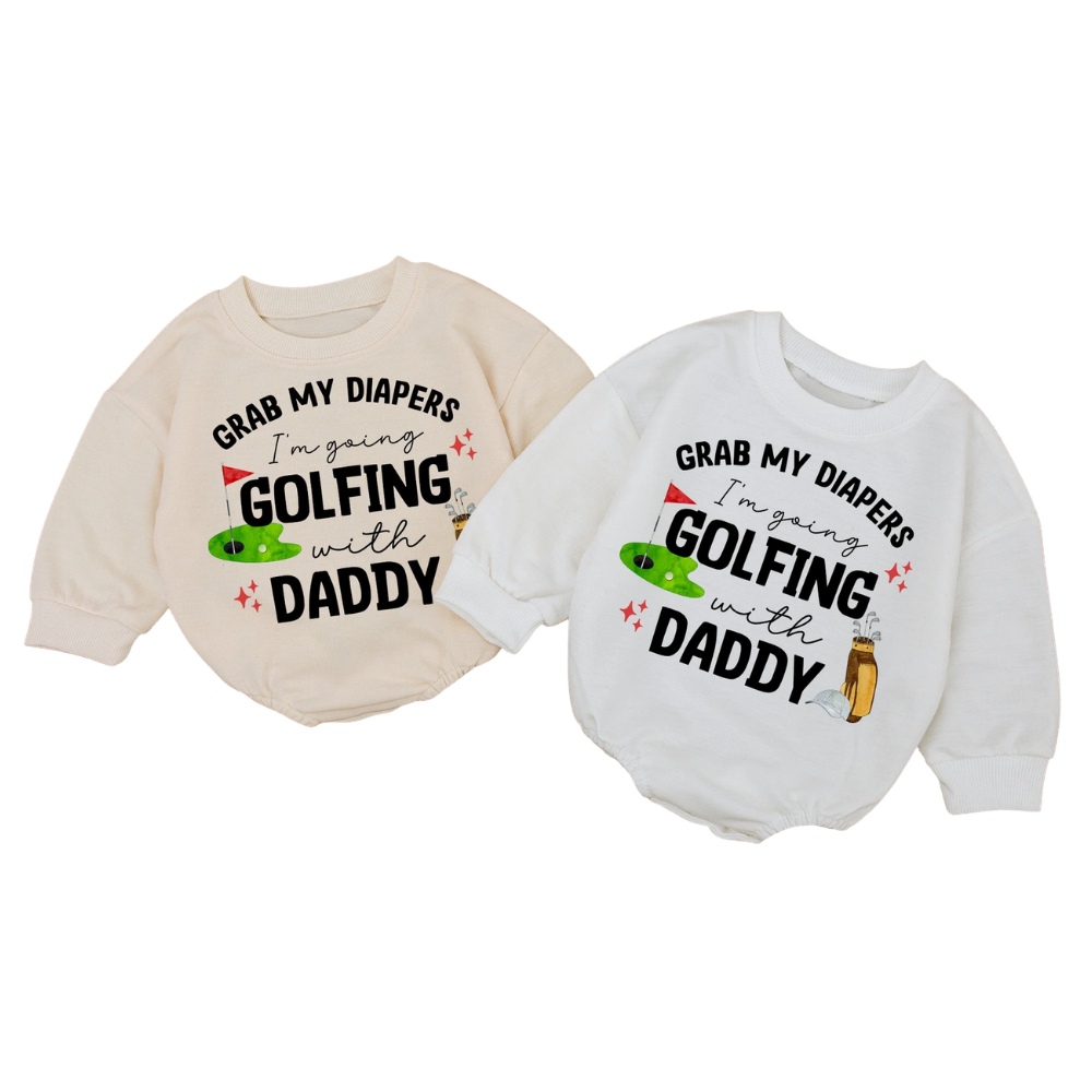 Pack My Diapers I'm Going Golfing With Daddy Baby Romper Sweatshirt, Golf Baby Romper Sweatshirt Father's Day BB0702
