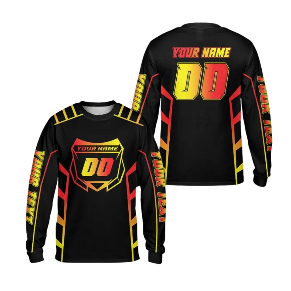 Custom Number Neon Gradient Motocross Long Sleeve Jersey For Men, Custom Neon Dirt Bike Shirts ME0024