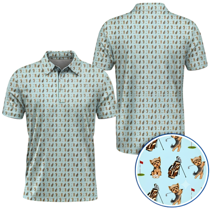 Yorkshire Terrier Cyan Golf Polo Shirt For Men, Yorkshire Terrier Golf Shirt For Dog Lover GZ0383