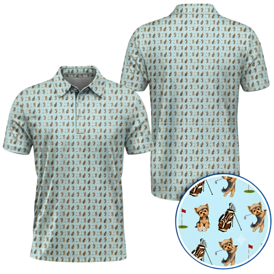 Yorkshire Terrier Cyan Golf Polo Shirt For Men, Yorkshire Terrier Golf Shirt For Dog Lover GZ0383