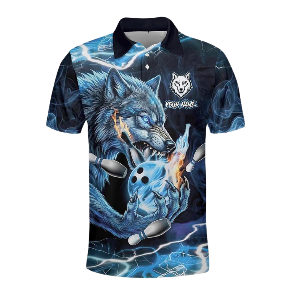 Custom Wolf Bowling Polo Shirt For Men, Custom Team Wolf Bowling Shirt BZ0773