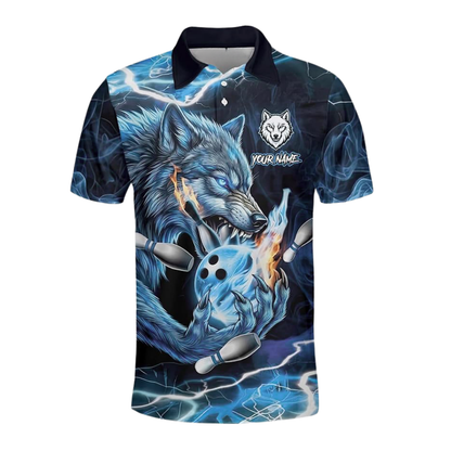 Custom Wolf Bowling Polo Shirt For Men, Custom Team Wolf Bowling Shirt BZ0773