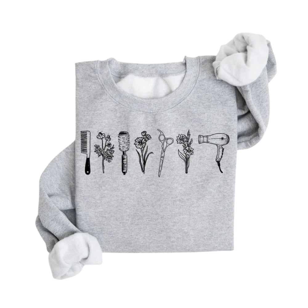 Minimalist Wildflower Hairstylist Sweatshirt, Hairstylist Hairdresser Sweatshirt 2D0813