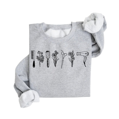 Minimalist Wildflower Hairstylist Sweatshirt, Hairstylist Hairdresser Sweatshirt 2D0813