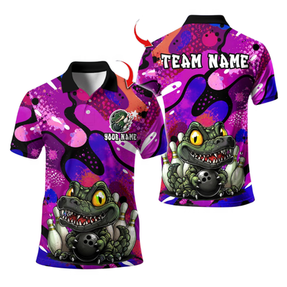 Custom Crocodile Bowling Polo Shirt Mens, Custom Crocodile Team Bowling Shirts BE0268