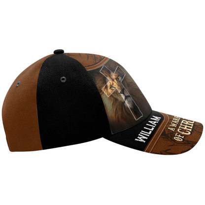 Lion A Man Of God A Child Of Faith A Warrior Of Christ Personalized Name Baseball Cap, Custom Lion Christian Cap Hat CP0578
