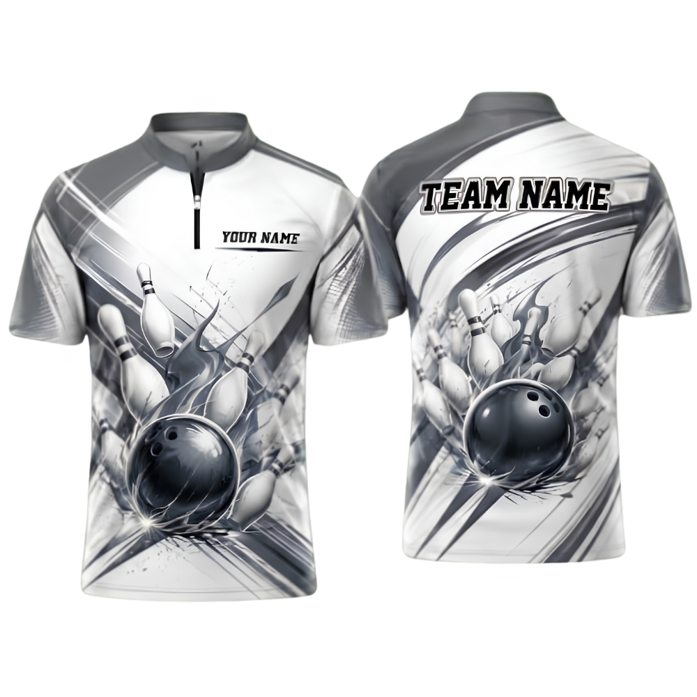 Flame Ball Custom Red White Bowling Jersey For Men, Custom Flame Bowling Team Shirts BZ0924
