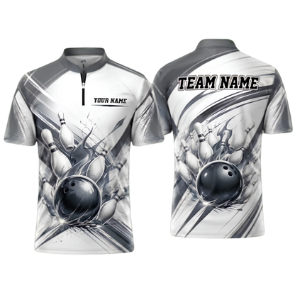 Flame Ball Custom Red White Bowling Jersey For Men, Custom Flame Bowling Team Shirts BZ0924