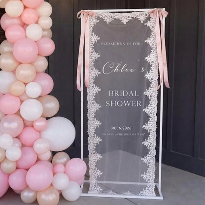 Personalized Bridal Shower Lace Welcome Sign, Custom Lace Wedding Banner For Bridal Shower WD0239