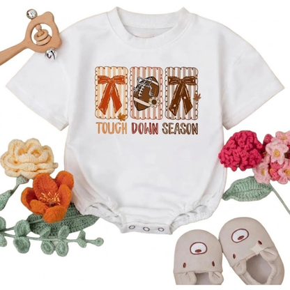 Touch Down Season Football Baby T Shirt Romper, Baby Football Romper BB0219