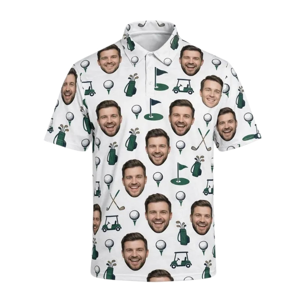 Custom Face Matching Golf Polo Shirt For Men And Women, Custom Photo Golf Shirts For Couple GE0386