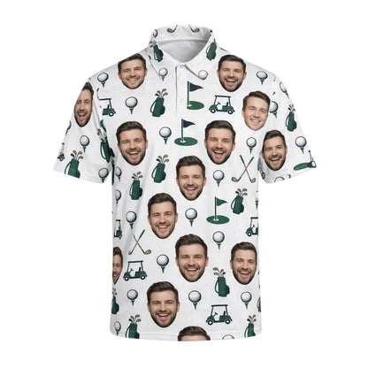 Custom Face Matching Golf Polo Shirt For Men And Women, Custom Photo Golf Shirts For Couple GE0386
