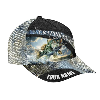 Custom Crappie Fishing Baseball Cap, Custom Fishing Lovers 3D Printed Caps CP0450