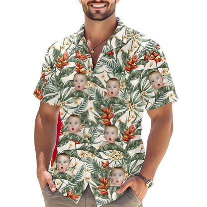 Custom Faces Tropical Hawaiian Shirt For Men Women, Custom Photo Tropical Hawaiian Shirts HE0487
