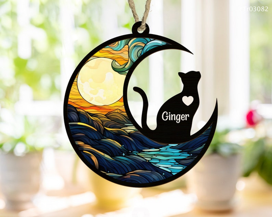 Loss of Pet Sympathy Gift, Pet Memorial Suncatcher, Cat Memorial Suncatcher, Memorial Gift For Cat Lover OA0179