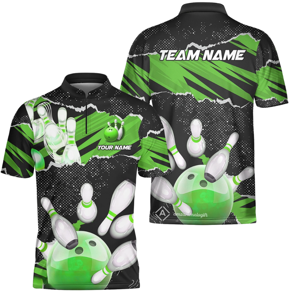 Custom Team Black Pink Grunge Bowling Jersey For Mens, Custom Bowling Shirts BZ0608