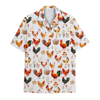 Rooster Floral Hawaiian Shirt For Men Women, Rooster Chicken Hawaiian Shirt HE0363