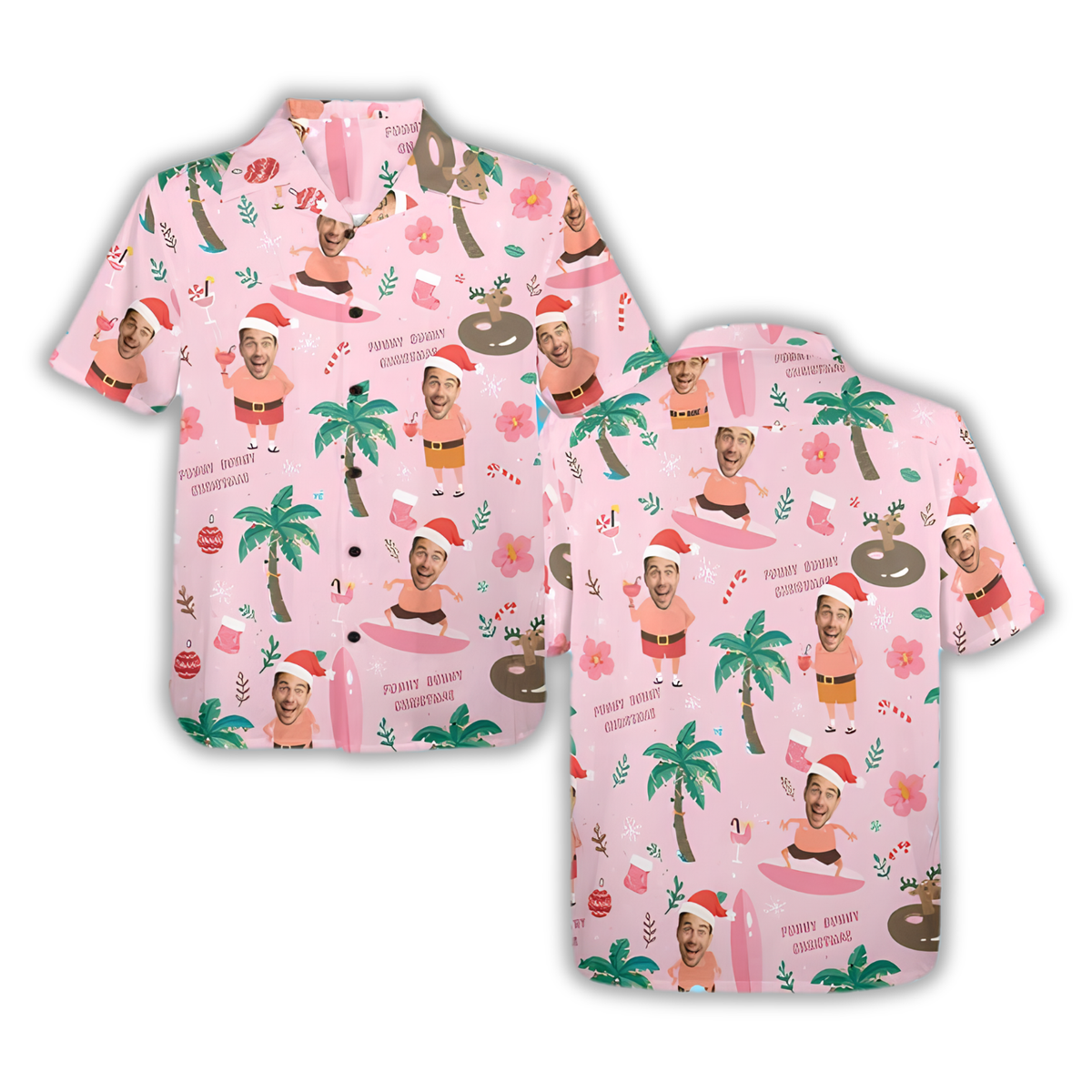 Custom Photo Christmas Tropical Hawaiian Shirt For Men Women, Custom Funny Faces Christmas Hawaiian Shirt HE0880