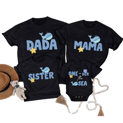 One-Der The Sea Personalized Whale First Birtday Family Matching T Shirt, Custom 1st Birthday Whale Family Shirts ET1204