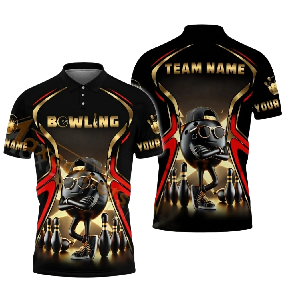 Custom Men's Orange And Gold Bowling Polo Shirts, Custom Team Bowling Shirts BZ0588