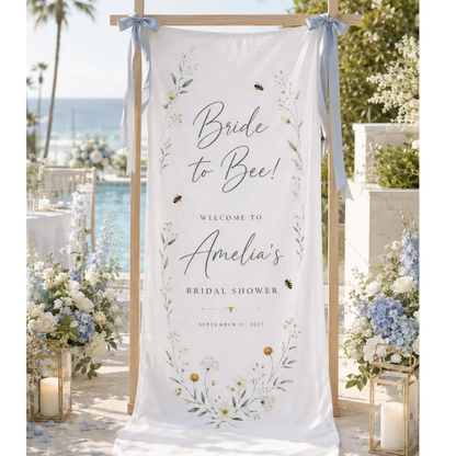 Bridal To Bee Custom Bridal Shower Fabric Welcome Banner, Custom Bridal Party Welcome Sign WD0484
