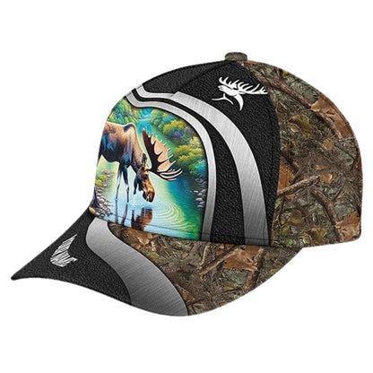 Custom Camo Moose Hunting 3D Baseball Cap For Hunter, Custom Moose Hunting Caps CP0197