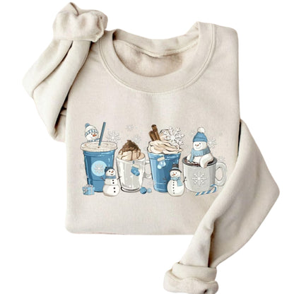 Winter Coffee Cups Sweatshirt, Coffee Lover Sweatshirt 2D0771