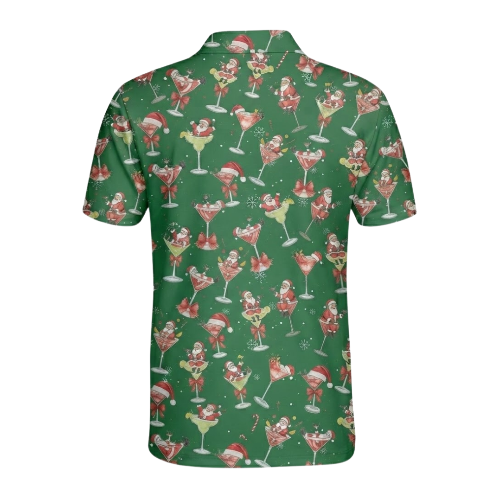 Men's Santa Margarita Golf Mens Polo Shirt Green, Cocktail Christmas Golf Shirt GZ0342