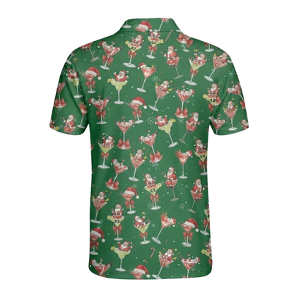 Men's Santa Margarita Golf Mens Polo Shirt Green, Cocktail Christmas Golf Shirt GZ0342