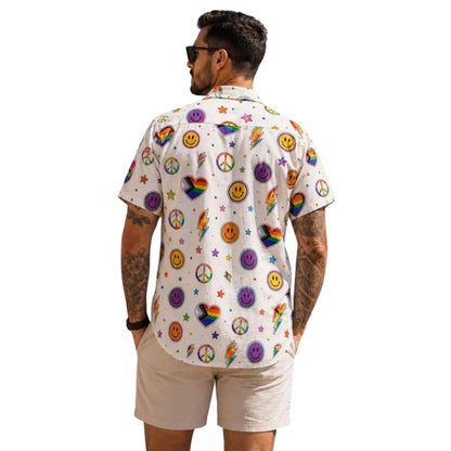 Rainbow Heart LGBT Hawaiian Shirt Men Women, LGBT Pride Hawaiian Shirts HE0404