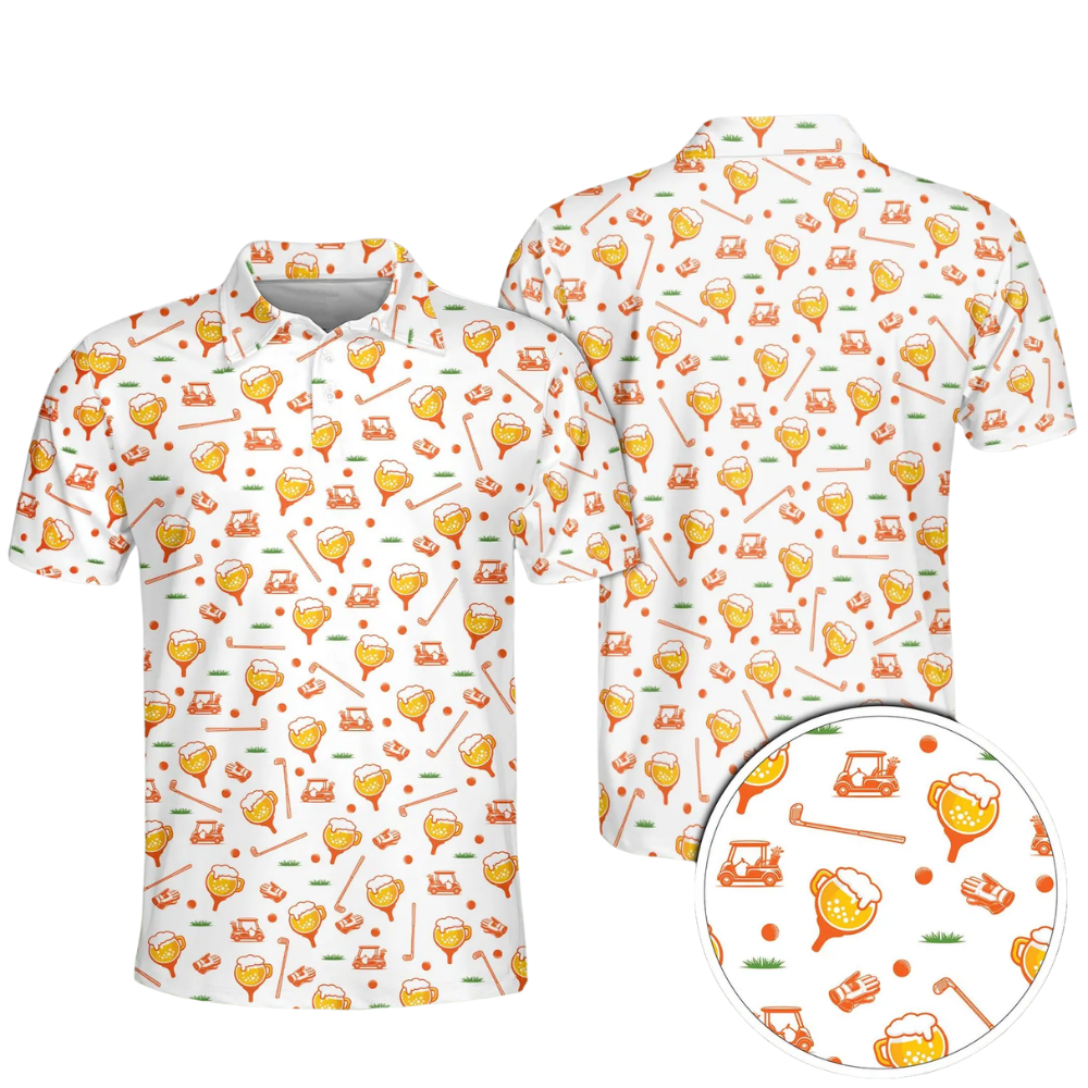 Custom Photo Beer Golf Polo Shirt For Men, Custom Face Golf Shirts For Beer Lover GE0592