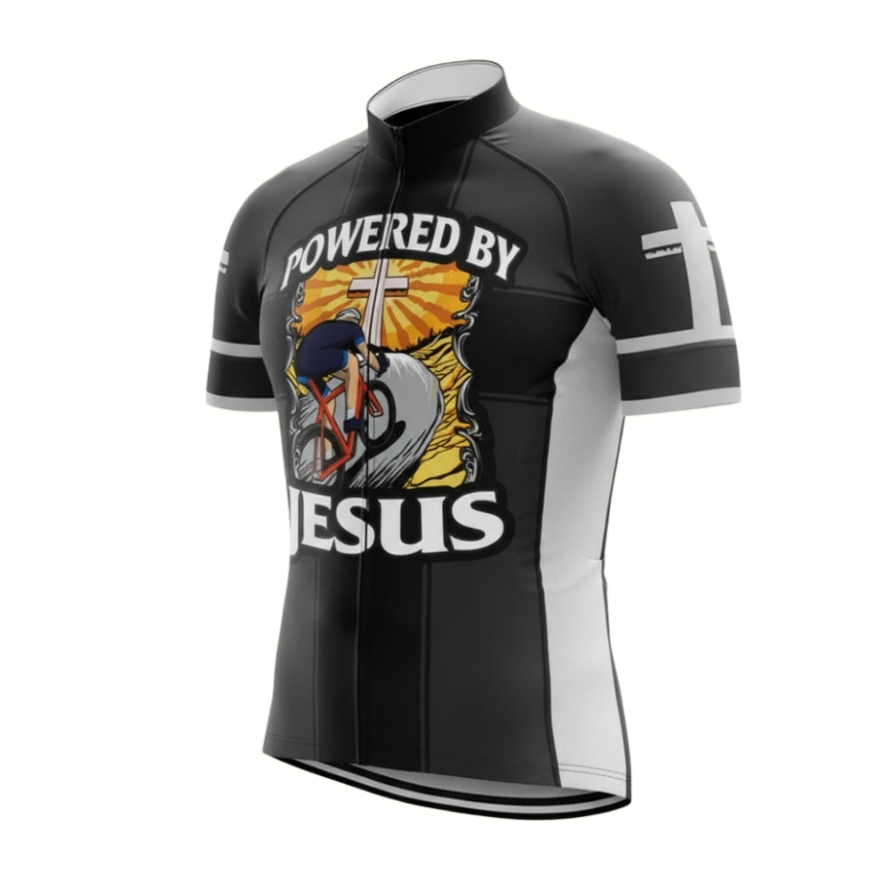 Powered By Jesus Cycling Short Sleeve Jersey Mens, Christian Cycling Jerseys For Men CZ0094