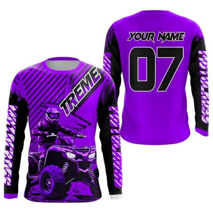 Personalized ATV Biker Men's Red Motocross Jersey Long Sleeve, Custom ATV Dirt Bike Jersey ME0067