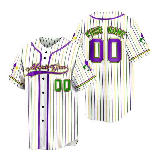 Personalized Matching Mardi Gras Family Baseball Jersey, Custom Family Mardi Gras Matching Baseball Shirts ET0721