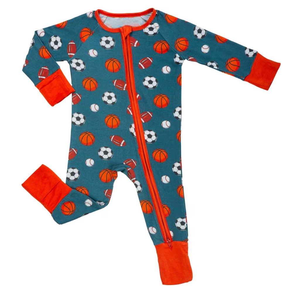 Soccer Football Basketball Baby Convertible Zipper Romper, Sport Baby Romper Convertible BB0435
