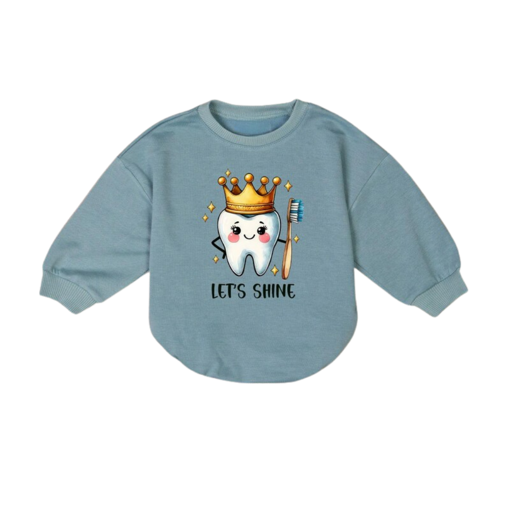 Let's Shine Tooth Baby Romper Sweatshirt, Dentist Baby Romper Sweater BB0480