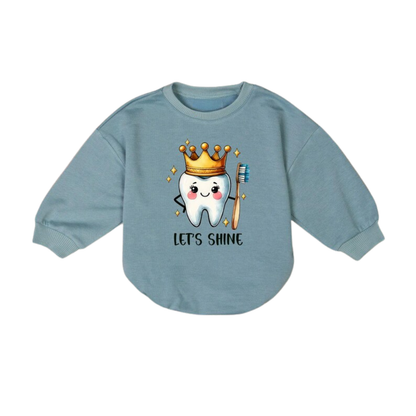 Let's Shine Tooth Baby Romper Sweatshirt, Dentist Baby Romper Sweater BB0480