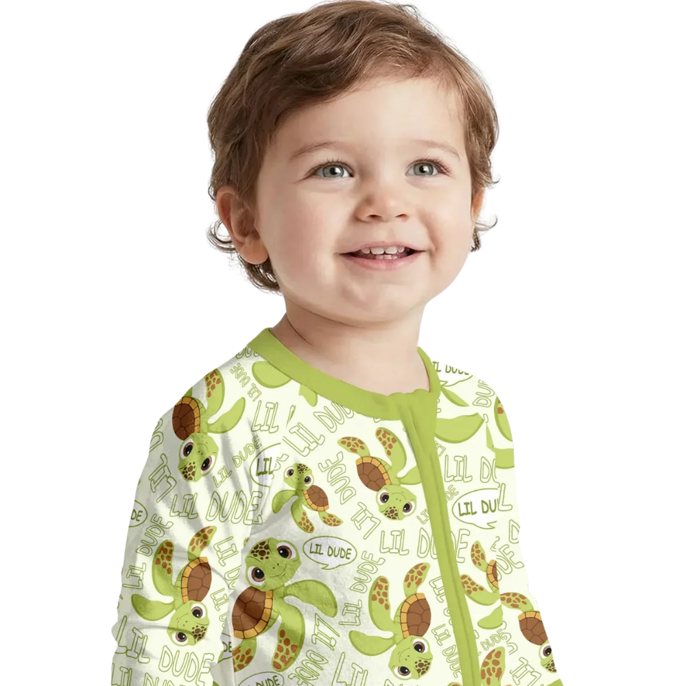 Turtle Lil Dude Baby Convertible Zippy Romper, Turtle Convertible Romper For Baby Boy BB0896