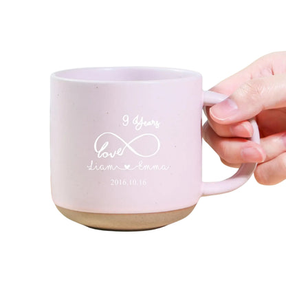 Personalized 9 Years Anniversary Pottery Mug With Couple Name, Custom 9th Wedding Anniversary Mug WD0318